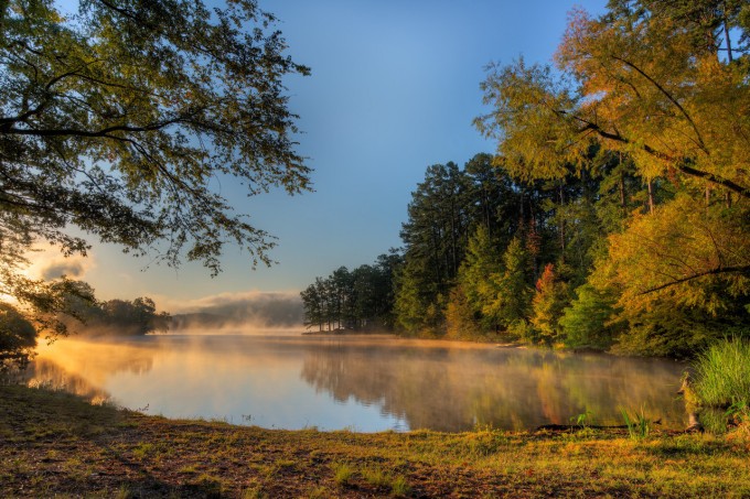 Foggy Sunrise at Lake Catherine